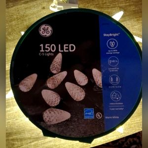 GE StayBright 150-Count 37.2-ft White LED Plug-In Christmas String Lights